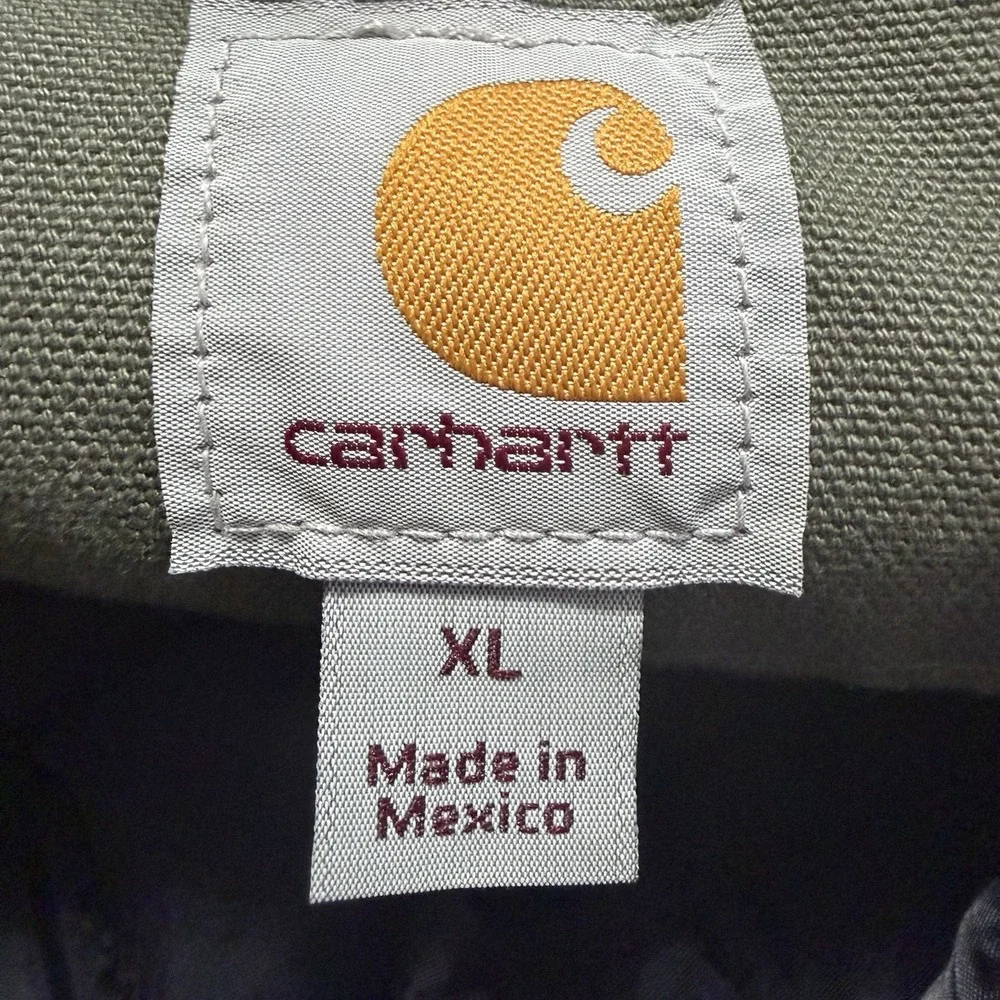 Carhartt Coat Jacket Green Duck Canvas Hooded Insulated Quilted 104050 MOS XL